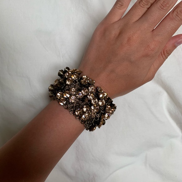 J. Crew Rose Colored Crystal Statement Bracelet - Picture 2 of 8